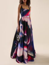 sleeveless printed gown with belted waist – AUROR